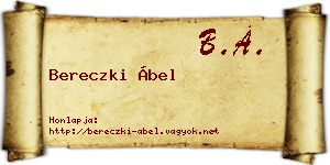 Bereczki Ábel névjegykártya